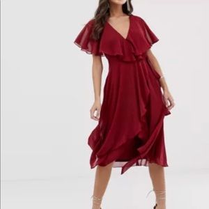 ASOS Cape Backed Dipped Hem Maxi Dress
